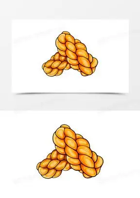 一组卡通国潮中式传统小吃插画合集之麻花素材